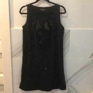 Hale Bob Sequin Party Cocktail Dress Ruffled Neck